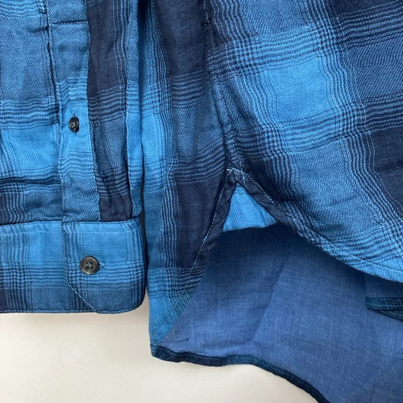 New Vince Blue Plaid Button Down 100% Cotton size XL - Picture 10 of 16